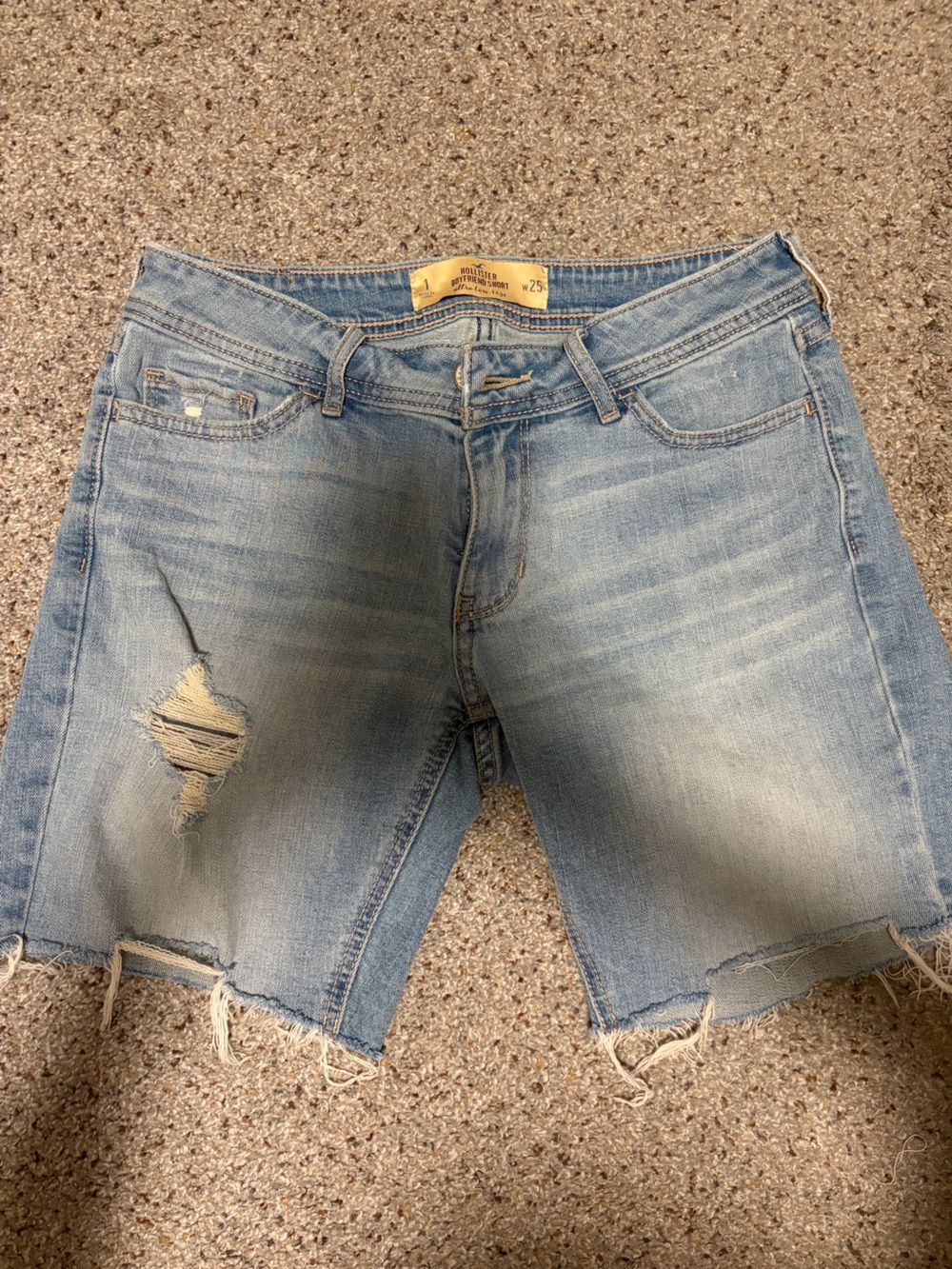 Hollister Light Blue Distressed Boyfriend Shorts